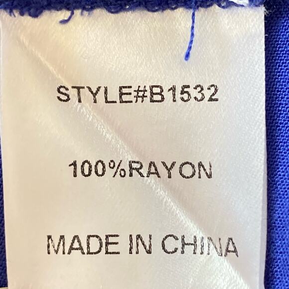 JODIFL Cobalt Blue Boho Top Multicolor Floral Embroidery & Pompom Trim Sz Medium - Picture 8 of 9